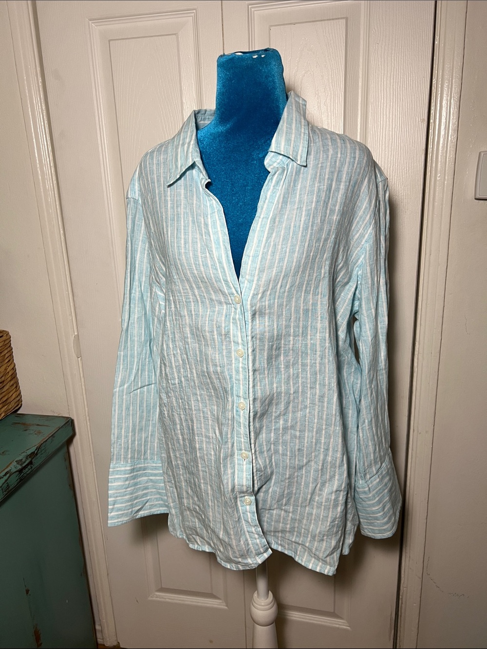JAEGER Linen Striped Button Down Shirt Women’s 16